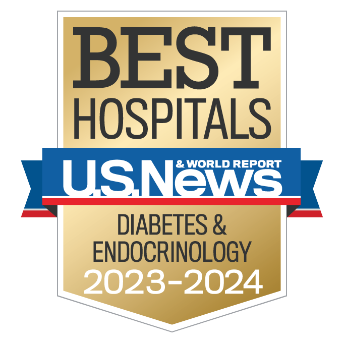 US News & World Report top-ranked badge for diabetes care and endocrinology
