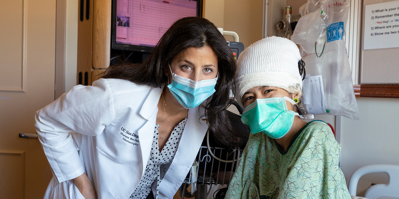 Dr. Sharona Ben-Haim with patient Sage Magaña after epilepsy surgery