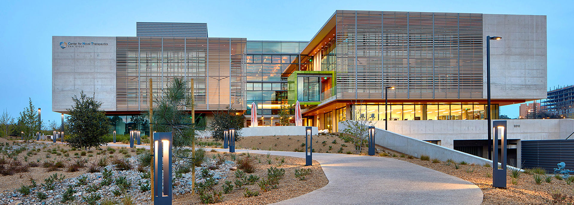 Exterior of the Center for Novel Therapeutics building in La Jolla