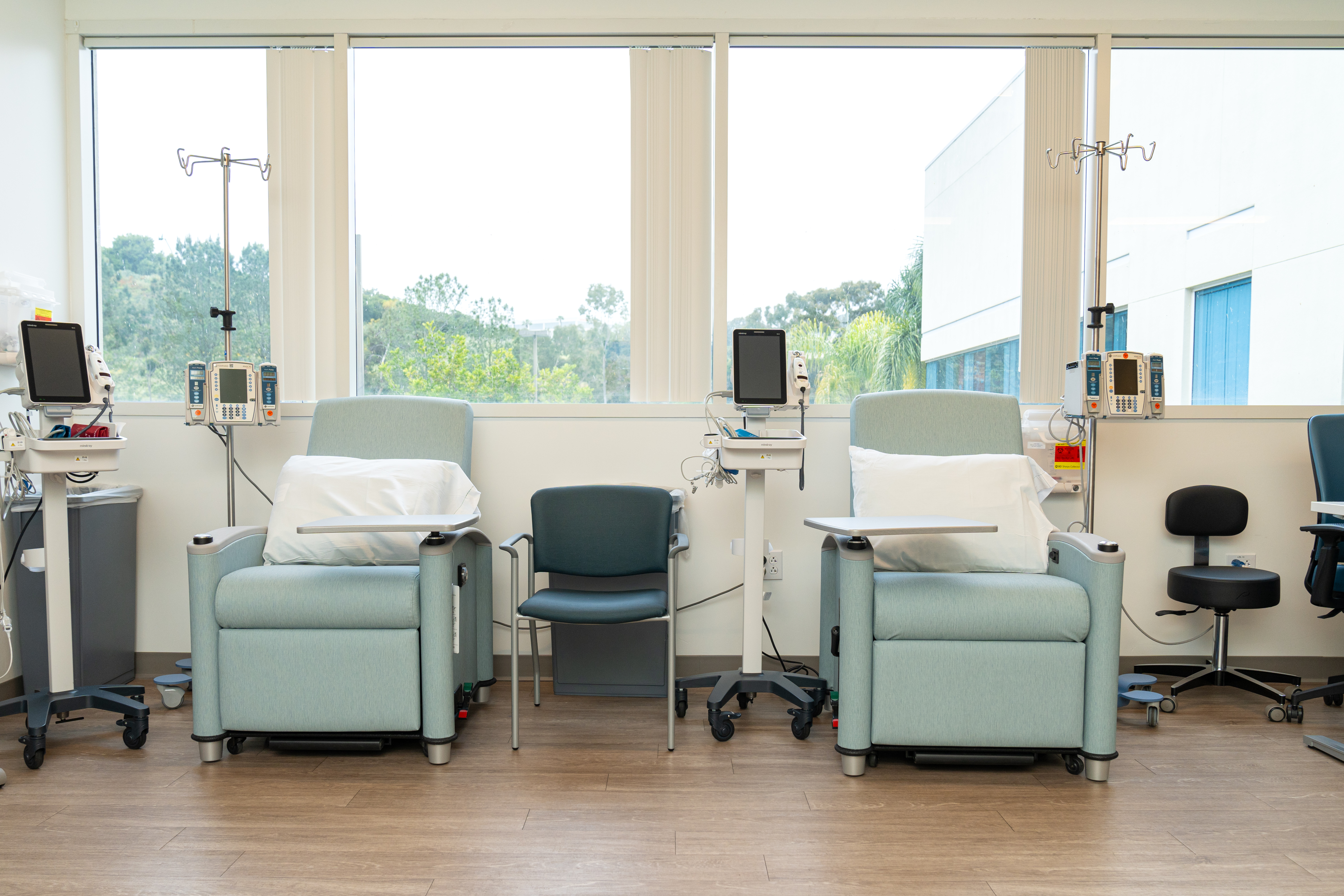 Infusion therapy chairs at the Rancho Bernardo clinic
