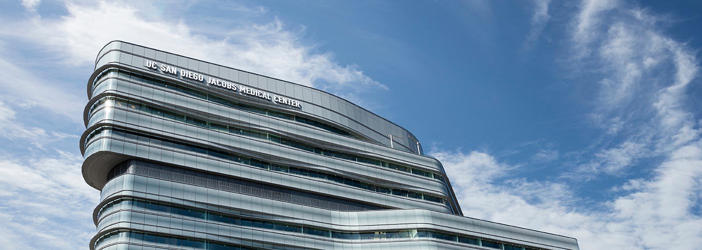 Exterior view of the top floors of Jacobs Medical Center 