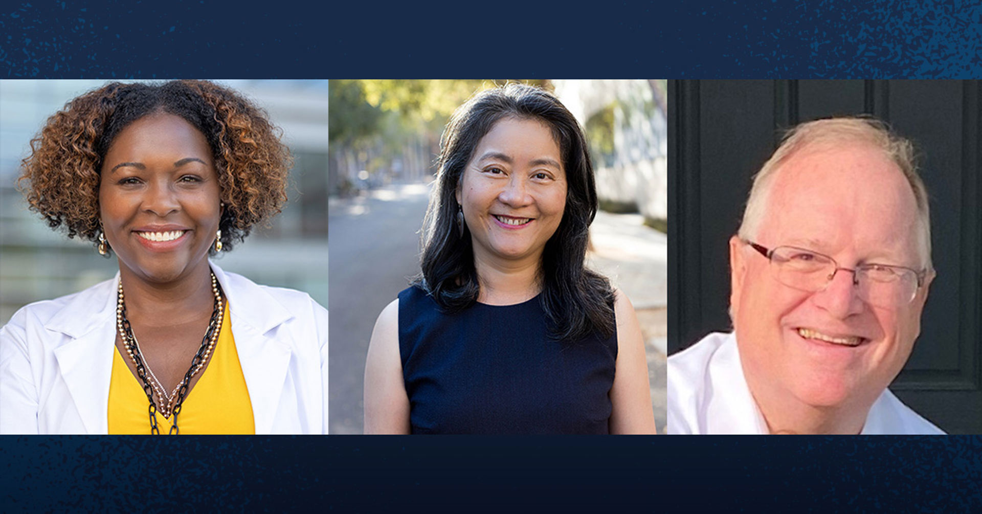 The new center will be split into three cores, which will be led by (from left to right) Crystal Wiley Cené, MD, MPH, Ming Tai-Seale, PhD, MPH and Michael Hogarth, MD. Photo credit by UC San Diego Health Sciences.