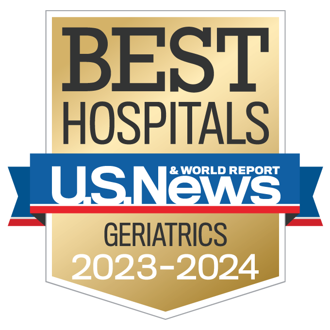 US News & World Report top-ranked badge for geriatrics care