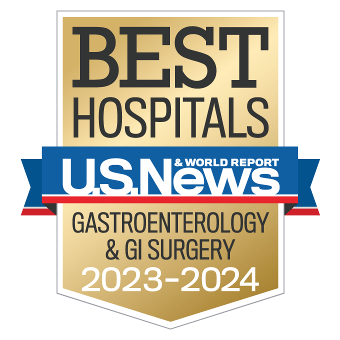 US News & World Report top-ranked badge for gastroenterology and GI surgery