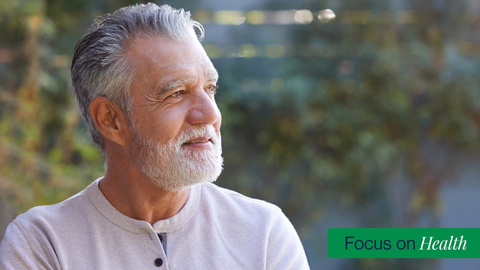 head shot of man with text reading focus on health