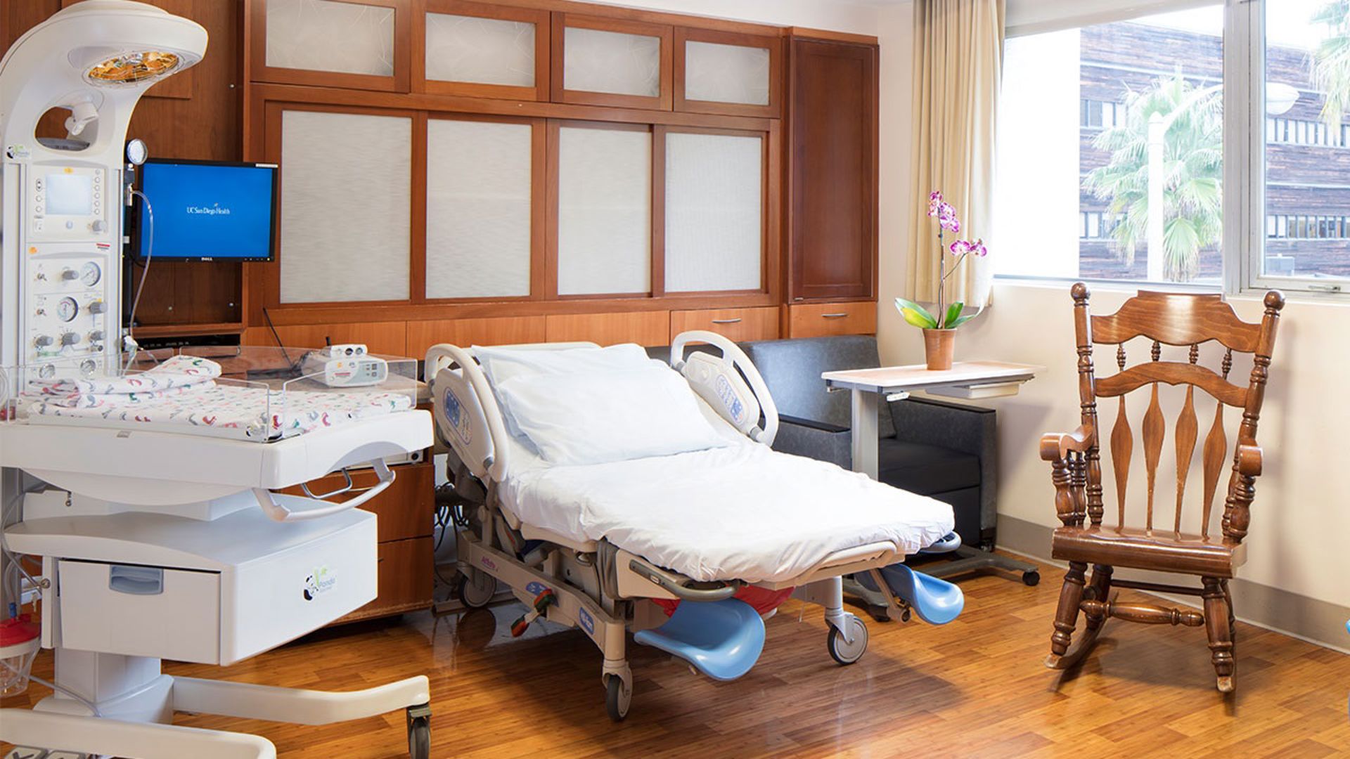 A birthing room at Hillcrest Medical Center